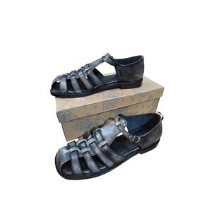 Free People Black Leather Willow Fisherman Sandals